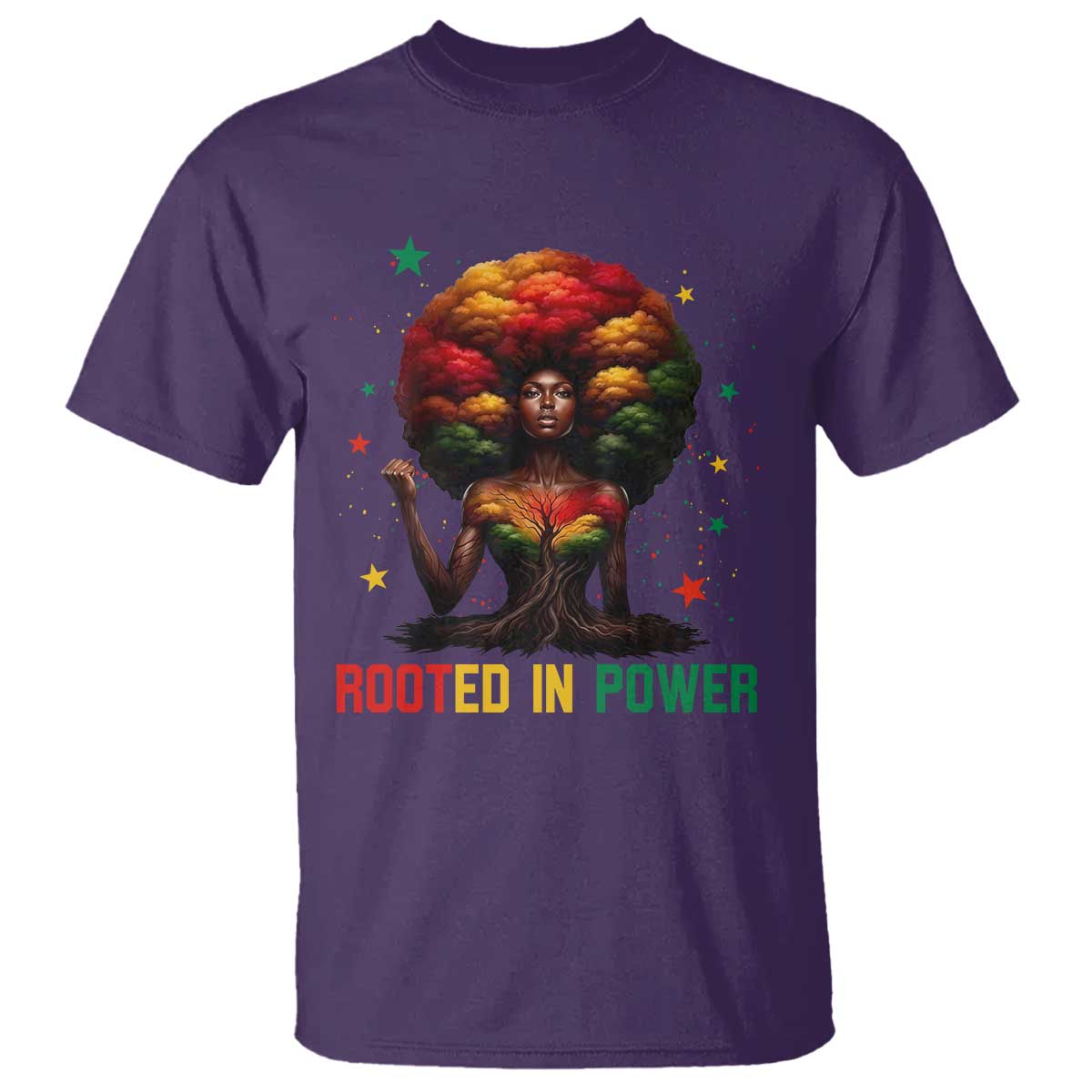 Melanin Queen Rooted In Power T Shirt African American Afro Tree Of Life - Wonder Print Shop