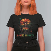 Melanin Queen Rooted In Power T Shirt For Women African American Afro Tree Of Life - Wonder Print Shop