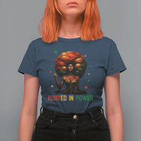 Melanin Queen Rooted In Power T Shirt For Women African American Afro Tree Of Life - Wonder Print Shop