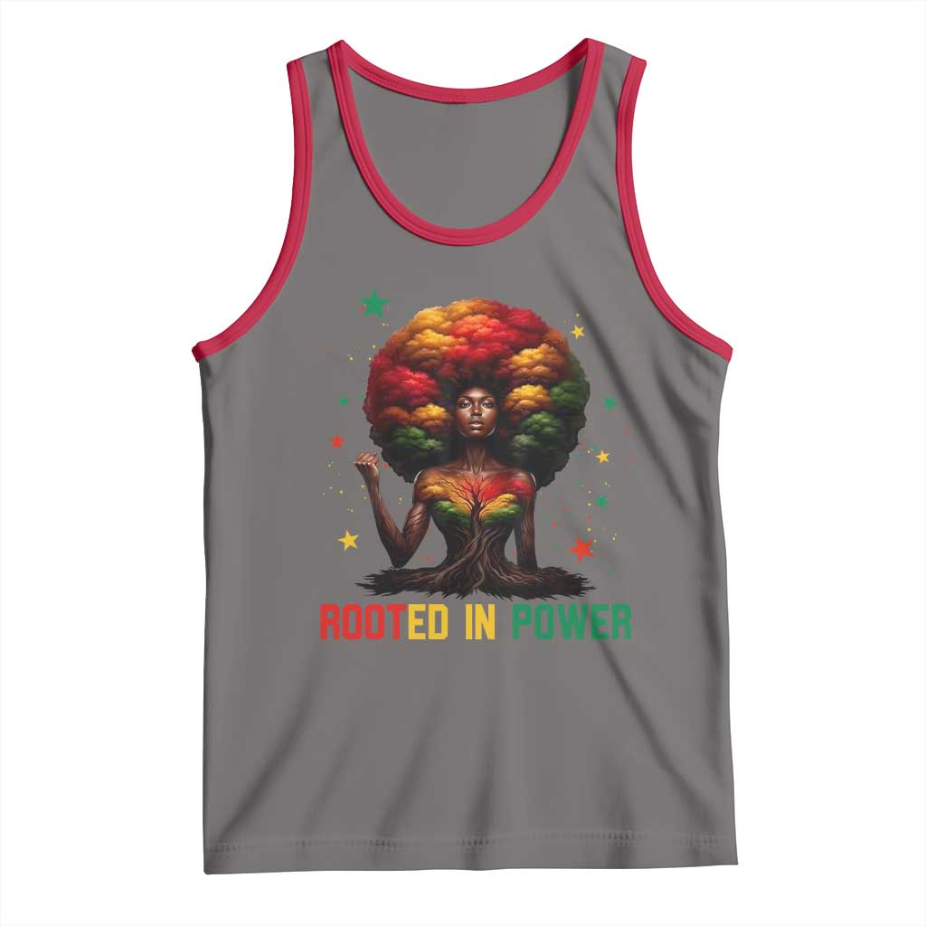 Melanin Queen Rooted In Power Tank Top African American Afro Tree Of Life - Wonder Print Shop
