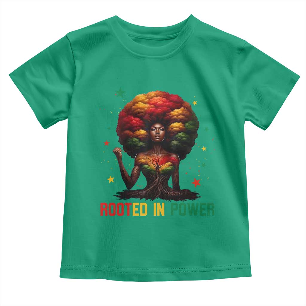 Melanin Queen Rooted In Power Toddler T Shirt African American Afro Tree Of Life - Wonder Print Shop