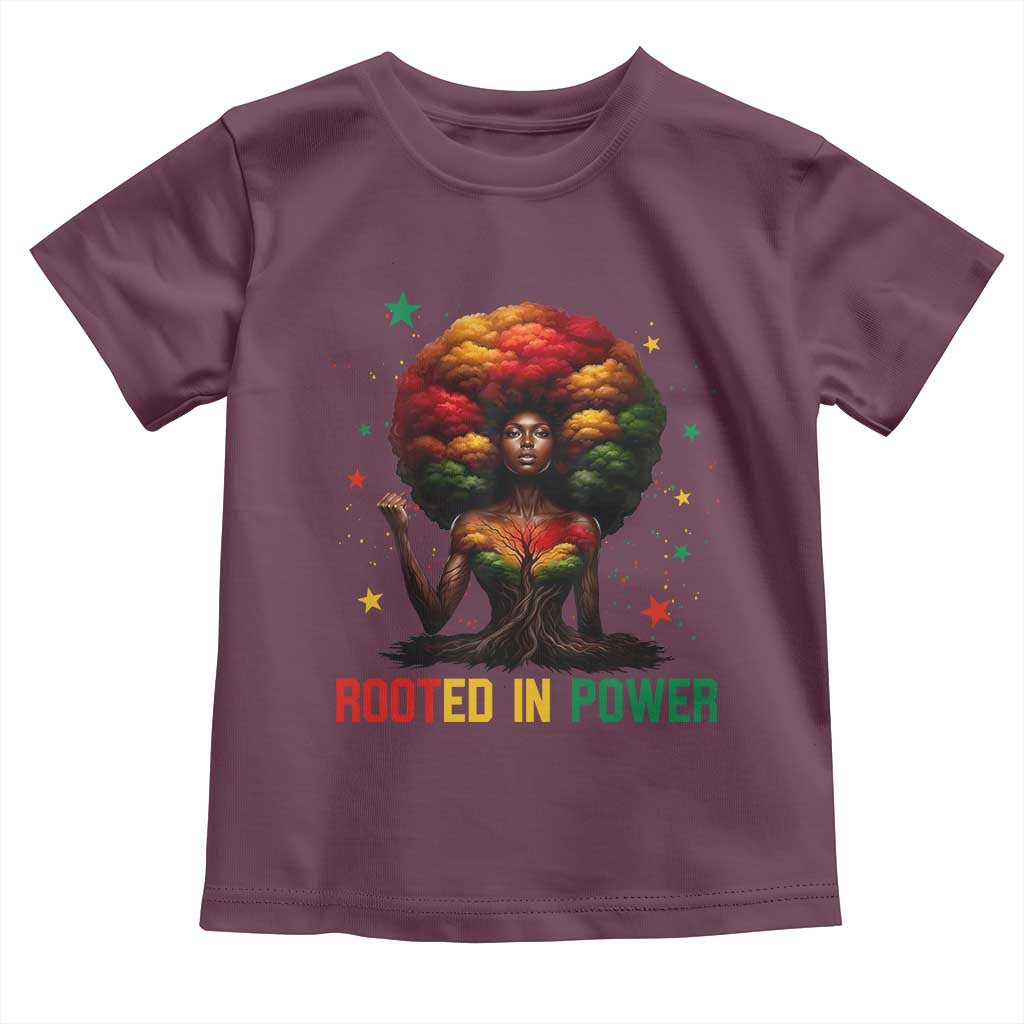 Melanin Queen Rooted In Power Toddler T Shirt African American Afro Tree Of Life - Wonder Print Shop