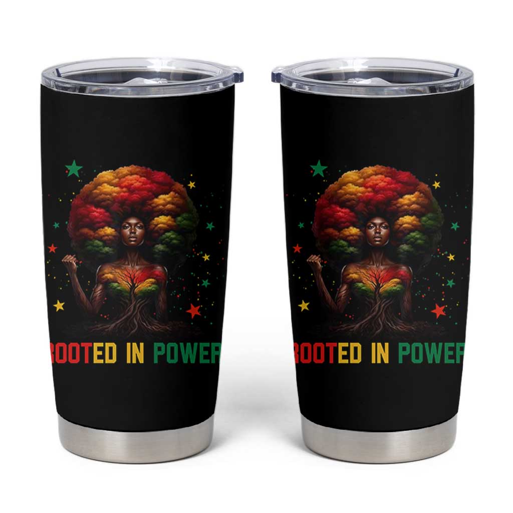 Melanin Queen Rooted In Power Tumbler Cup African American Afro Tree Of Life - Wonder Print Shop