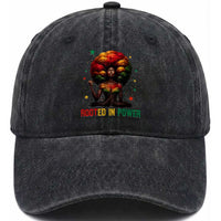 Melanin Queen Rooted In Power Washed Cotton Baseball Cap African American Afro Tree Of Life