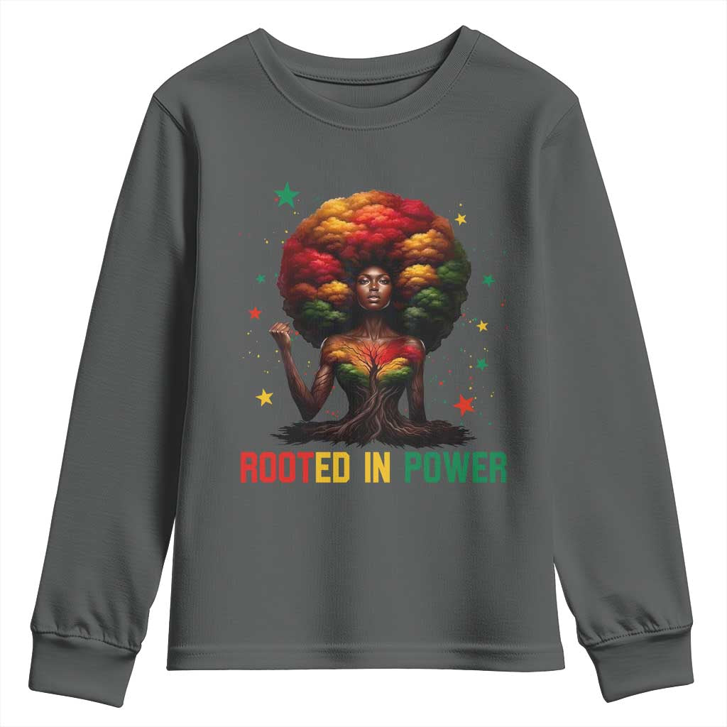 Melanin Queen Rooted In Power Youth Sweatshirt African American Afro Tree Of Life - Wonder Print Shop