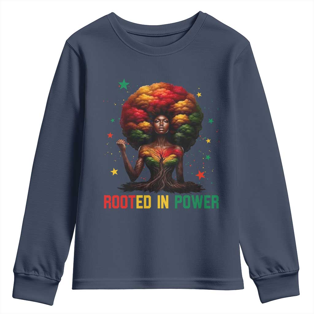 Melanin Queen Rooted In Power Youth Sweatshirt African American Afro Tree Of Life - Wonder Print Shop