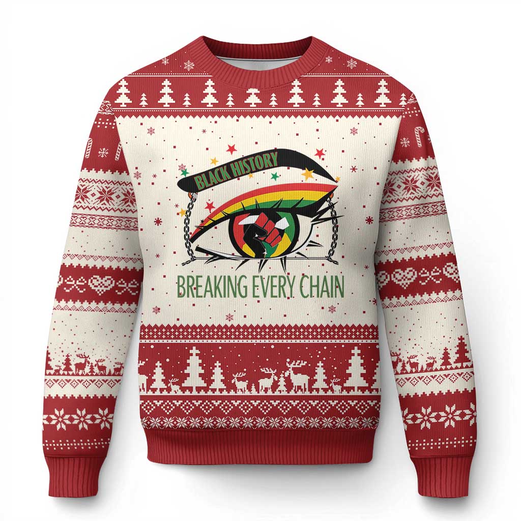 Breaking Every Chain Ugly Christmas Sweater Black History Month Freedom Gift - Wonder Print Shop