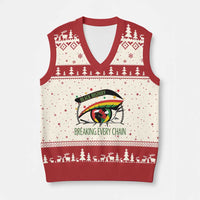 Breaking Every Chain V-Neck Knit Sweater Vest Black History Month Freedom Gift - Wonder Print Shop