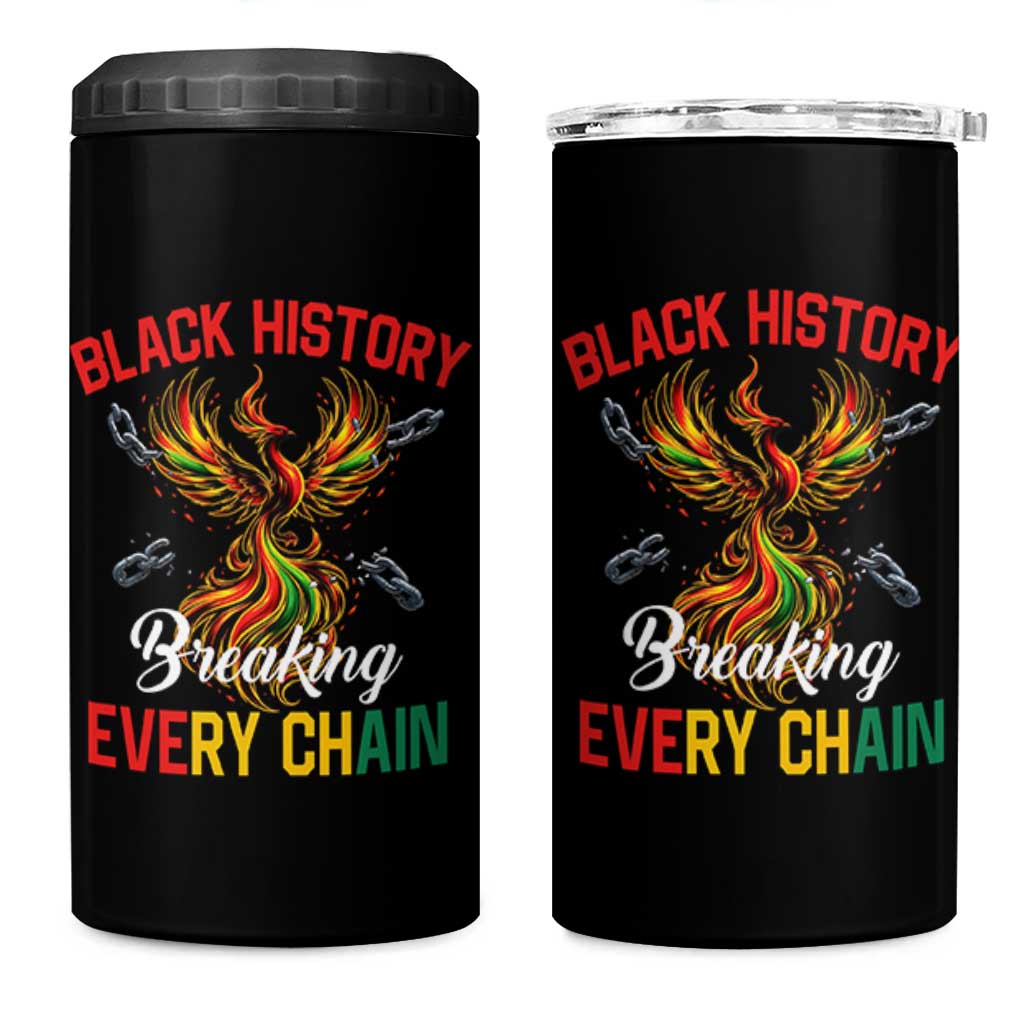 Phoenix Rising Breaking Every Chain 4 in 1 Can Cooler Tumbler Black History Month Freedom Gift - Wonder Print Shop