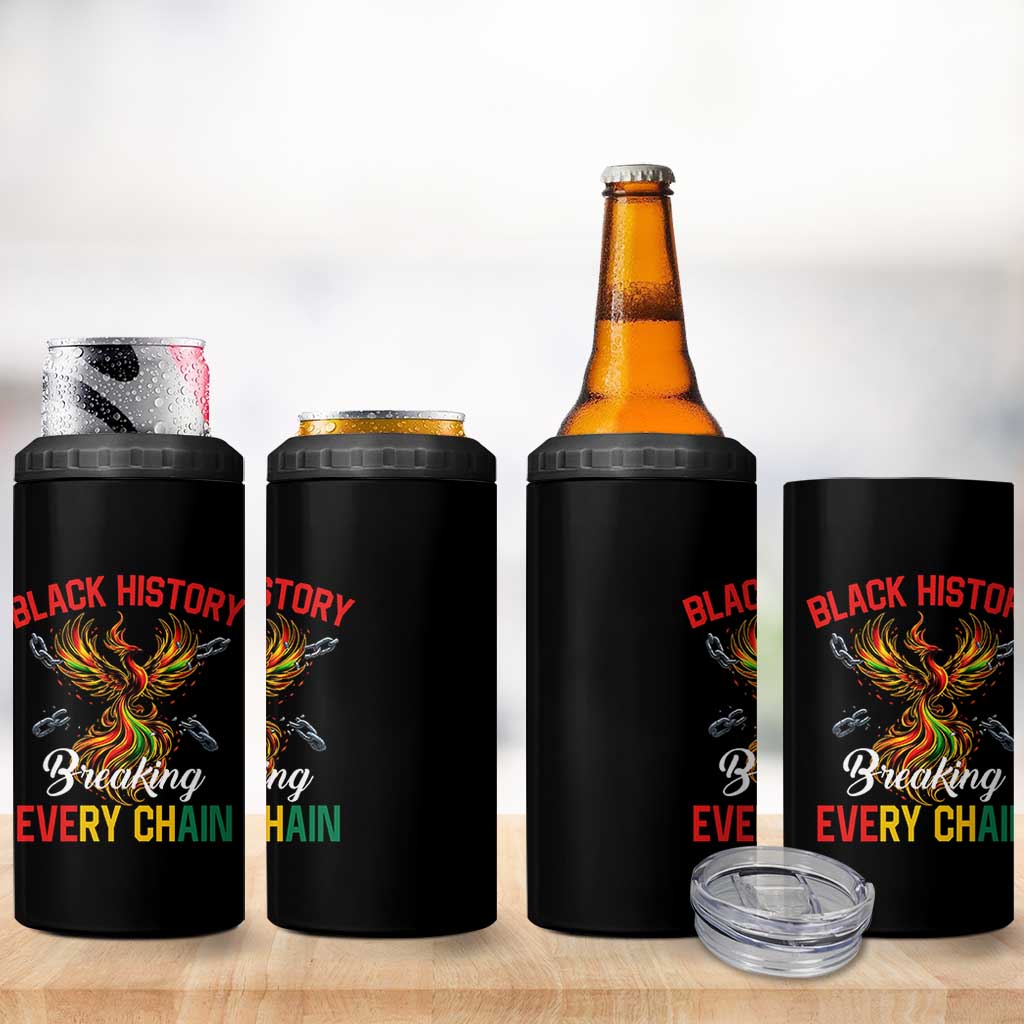Phoenix Rising Breaking Every Chain 4 in 1 Can Cooler Tumbler Black History Month Freedom Gift - Wonder Print Shop