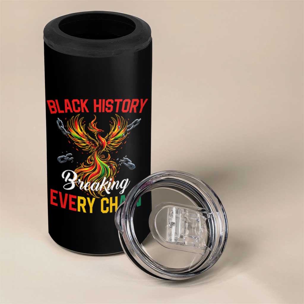 Phoenix Rising Breaking Every Chain 4 in 1 Can Cooler Tumbler Black History Month Freedom Gift - Wonder Print Shop
