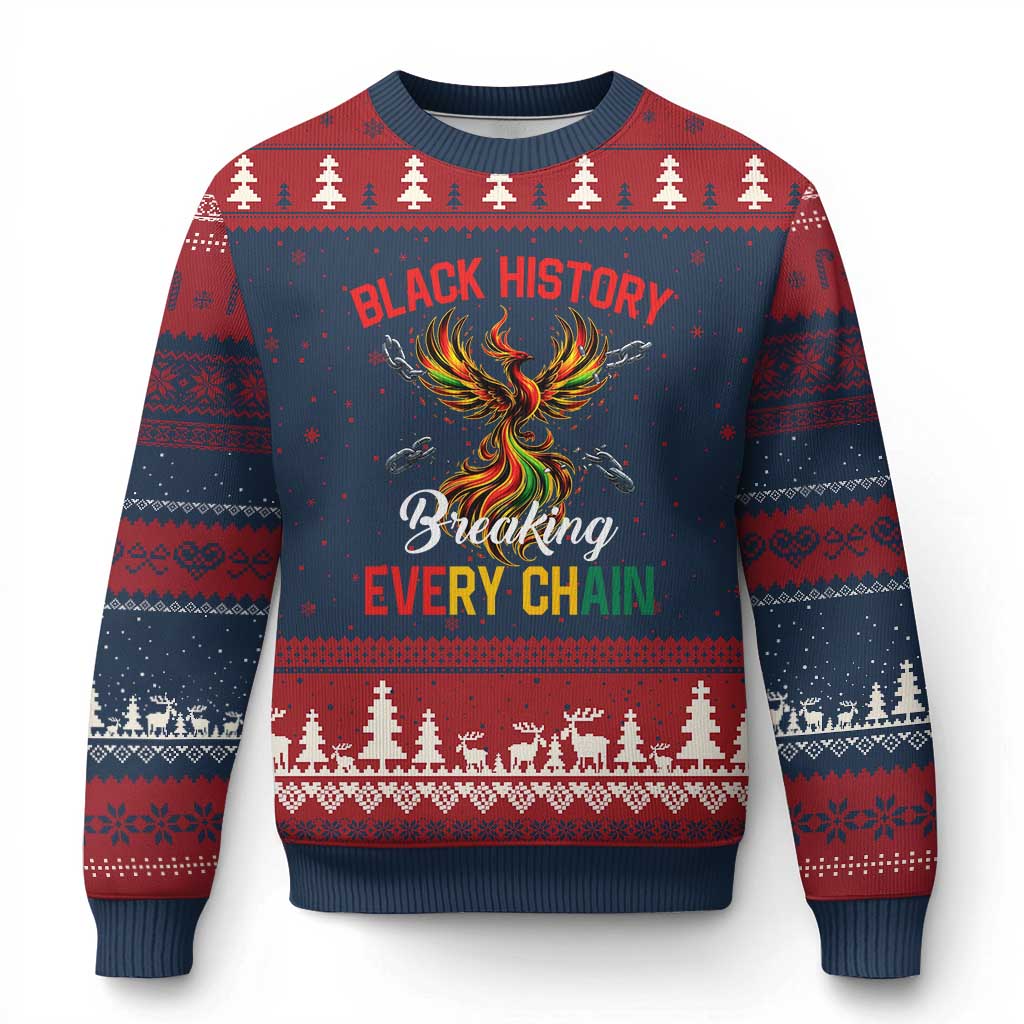 Phoenix Rising Breaking Every Chain Ugly Christmas Sweater Black History Month Freedom Gift - Wonder Print Shop