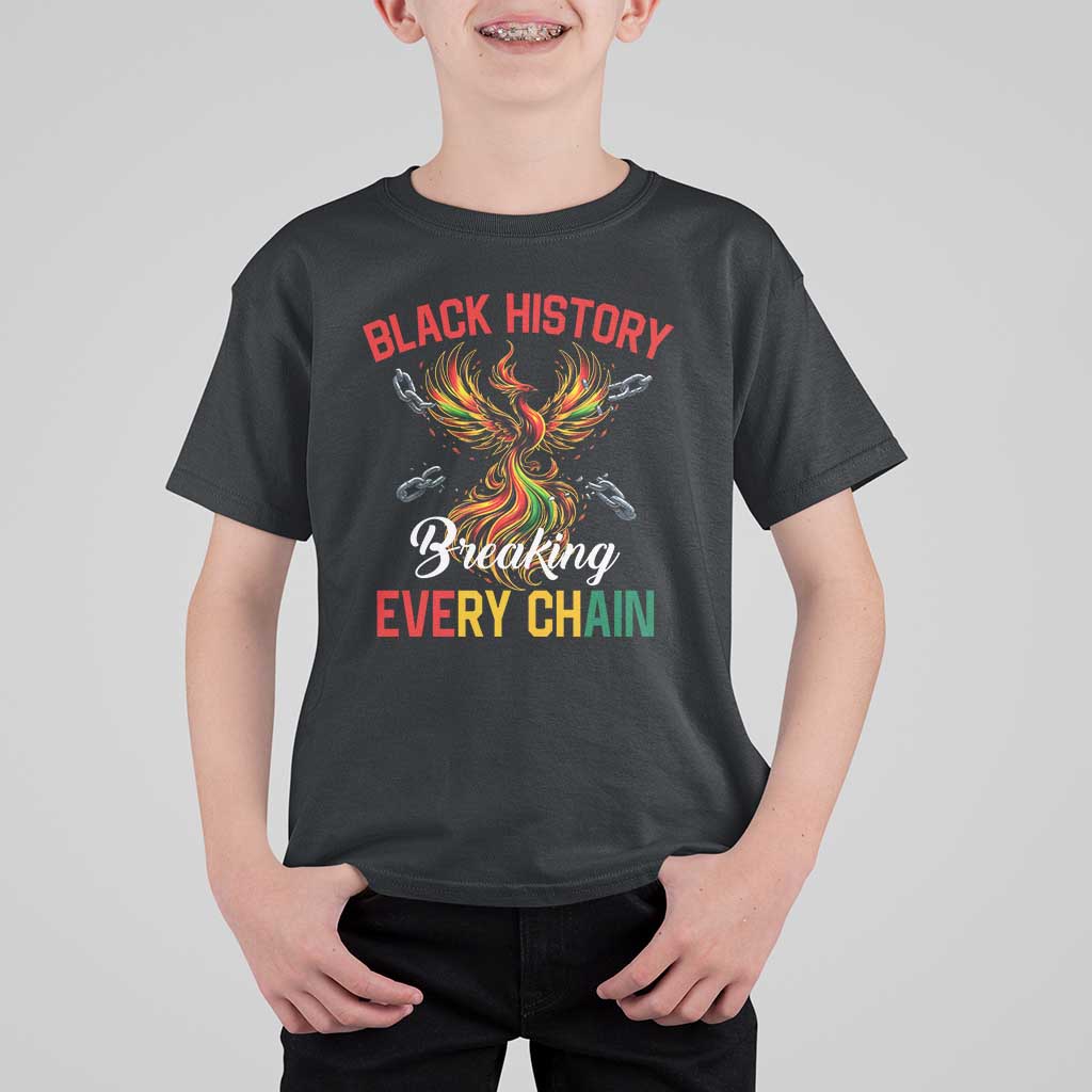 Phoenix Rising Breaking Every Chain T Shirt For Kid Black History Month Freedom Gift - Wonder Print Shop