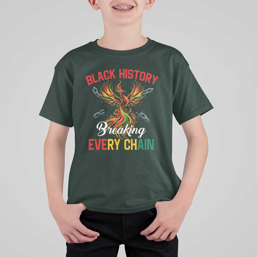 Phoenix Rising Breaking Every Chain T Shirt For Kid Black History Month Freedom Gift - Wonder Print Shop