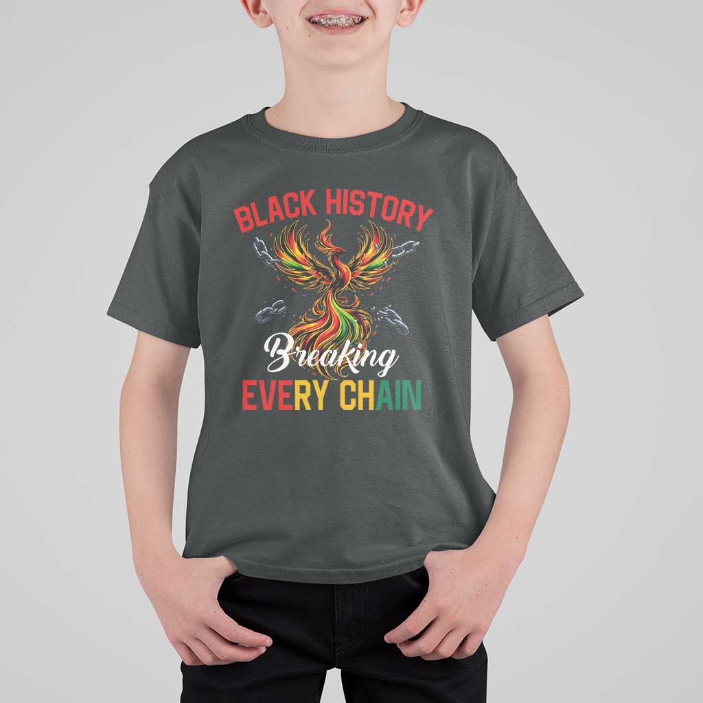 Phoenix Rising Breaking Every Chain T Shirt For Kid Black History Month Freedom Gift - Wonder Print Shop