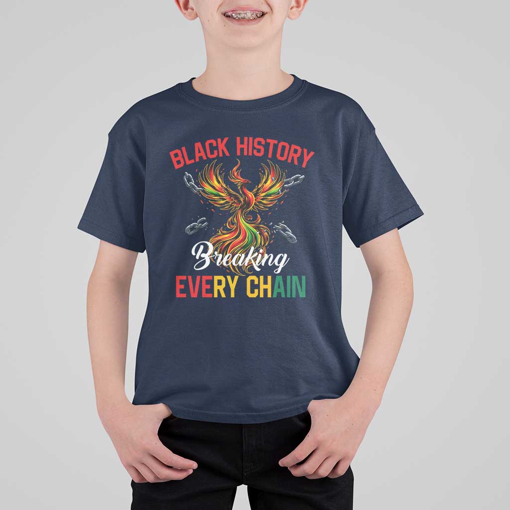 Phoenix Rising Breaking Every Chain T Shirt For Kid Black History Month Freedom Gift - Wonder Print Shop