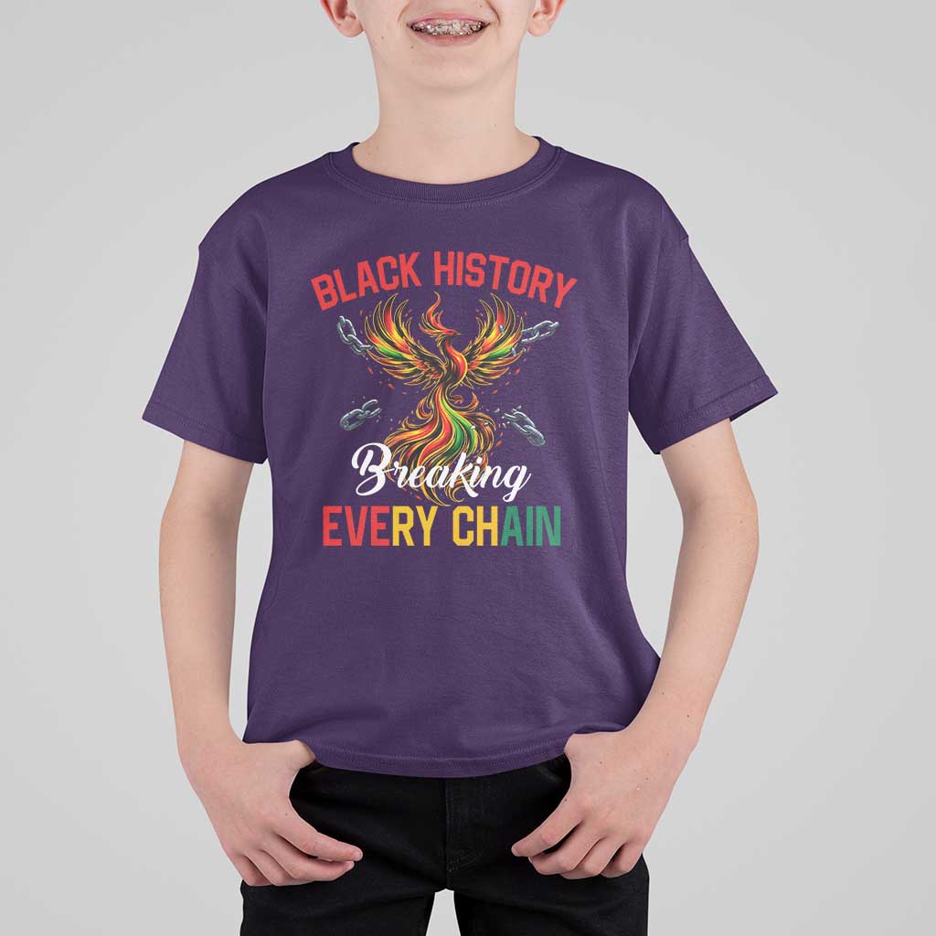 Phoenix Rising Breaking Every Chain T Shirt For Kid Black History Month Freedom Gift - Wonder Print Shop