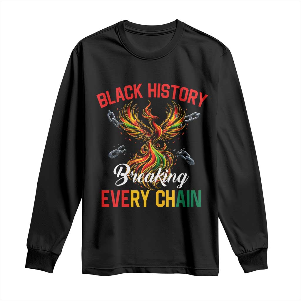 Phoenix Rising Breaking Every Chain Long Sleeve Shirt Black History Month Freedom Gift - Wonder Print Shop