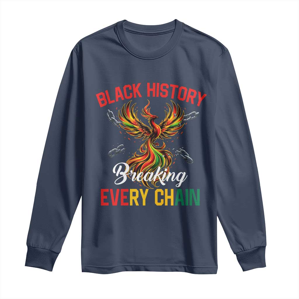 Phoenix Rising Breaking Every Chain Long Sleeve Shirt Black History Month Freedom Gift - Wonder Print Shop