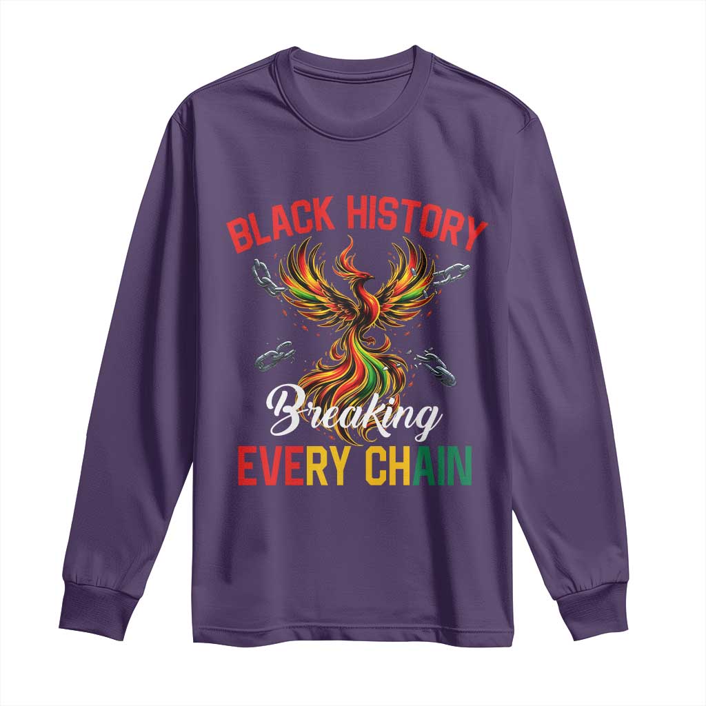 Phoenix Rising Breaking Every Chain Long Sleeve Shirt Black History Month Freedom Gift - Wonder Print Shop