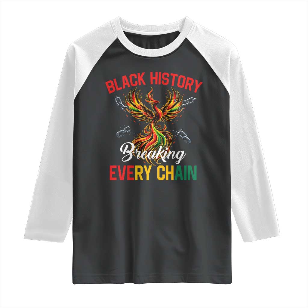 Phoenix Rising Breaking Every Chain Raglan Shirt Black History Month Freedom Gift - Wonder Print Shop