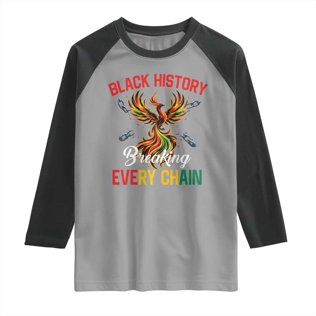 Phoenix Rising Breaking Every Chain Raglan Shirt Black History Month Freedom Gift - Wonder Print Shop