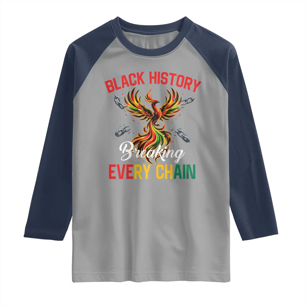 Phoenix Rising Breaking Every Chain Raglan Shirt Black History Month Freedom Gift - Wonder Print Shop