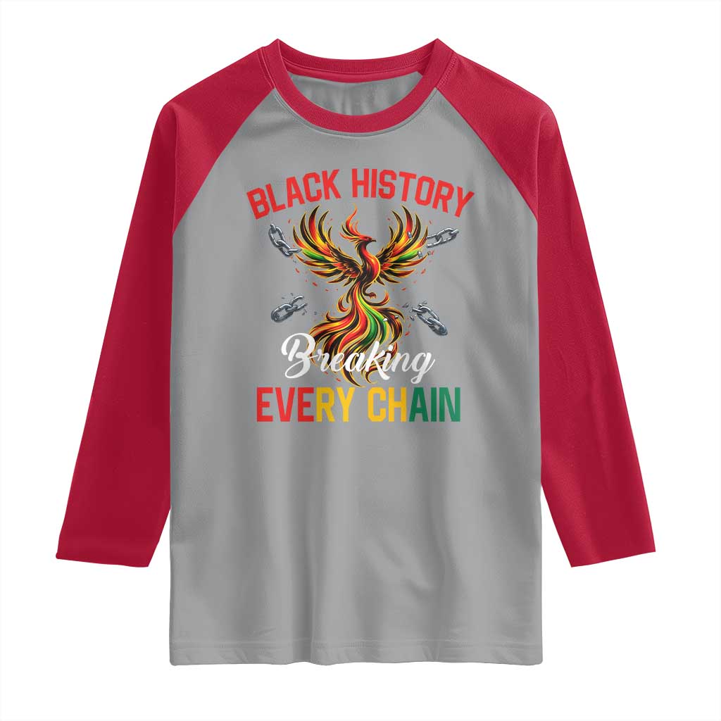 Phoenix Rising Breaking Every Chain Raglan Shirt Black History Month Freedom Gift - Wonder Print Shop