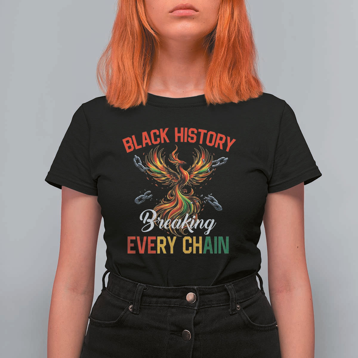 Phoenix Rising Breaking Every Chain T Shirt For Women Black History Month Freedom Gift - Wonder Print Shop