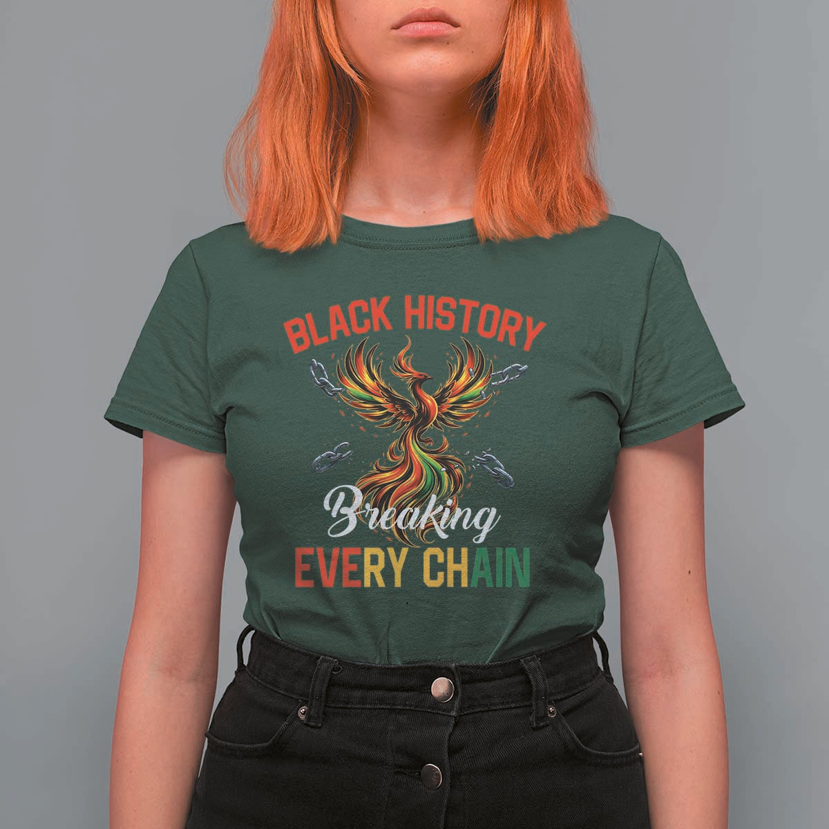 Phoenix Rising Breaking Every Chain T Shirt For Women Black History Month Freedom Gift - Wonder Print Shop