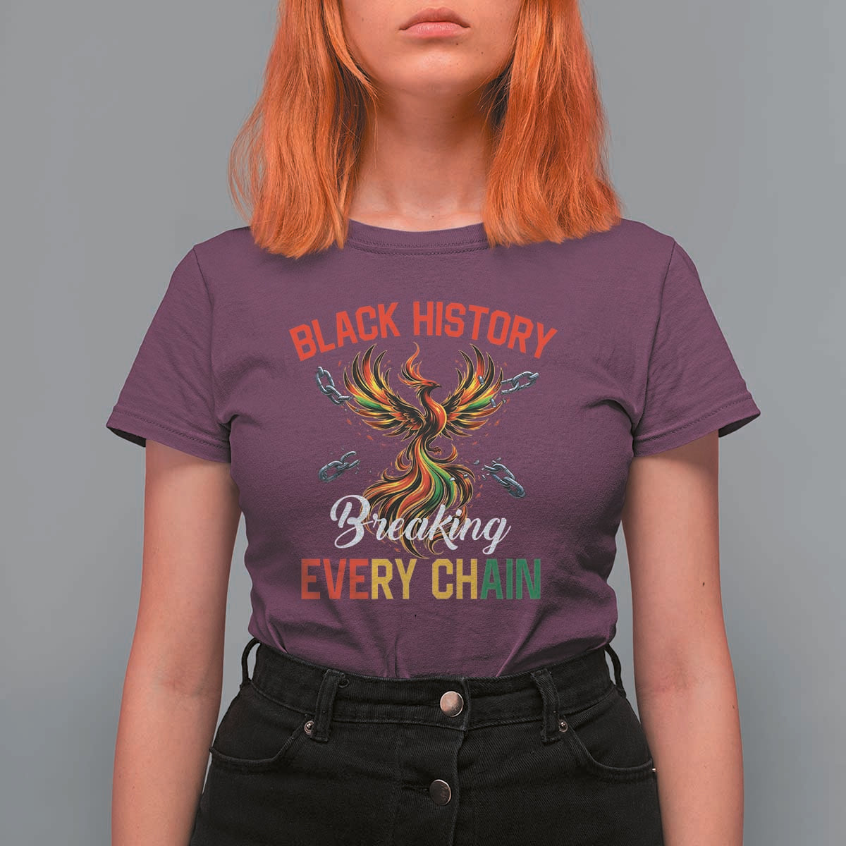 Phoenix Rising Breaking Every Chain T Shirt For Women Black History Month Freedom Gift - Wonder Print Shop