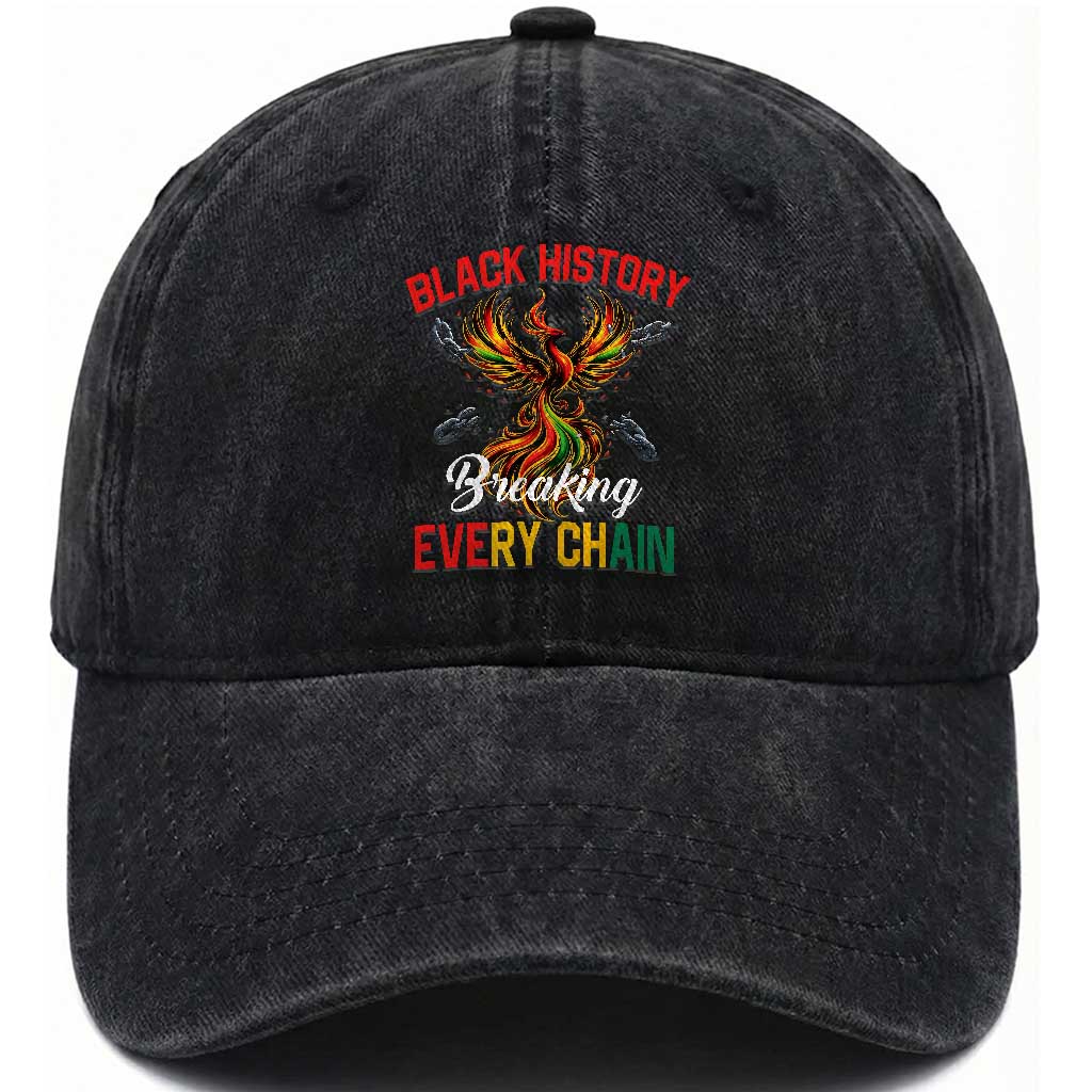 Phoenix Rising Breaking Every Chain Washed Cotton Baseball Cap Black History Month Freedom Gift