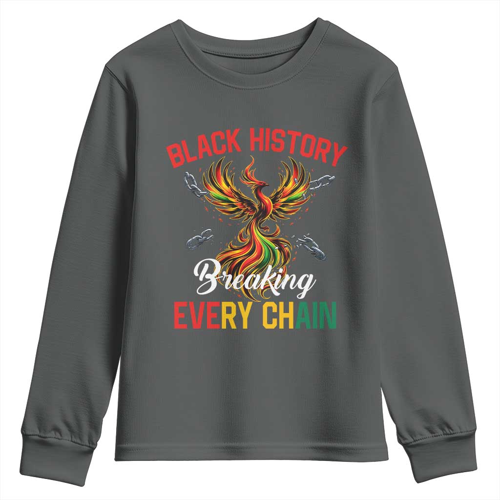 Phoenix Rising Breaking Every Chain Youth Sweatshirt Black History Month Freedom Gift - Wonder Print Shop