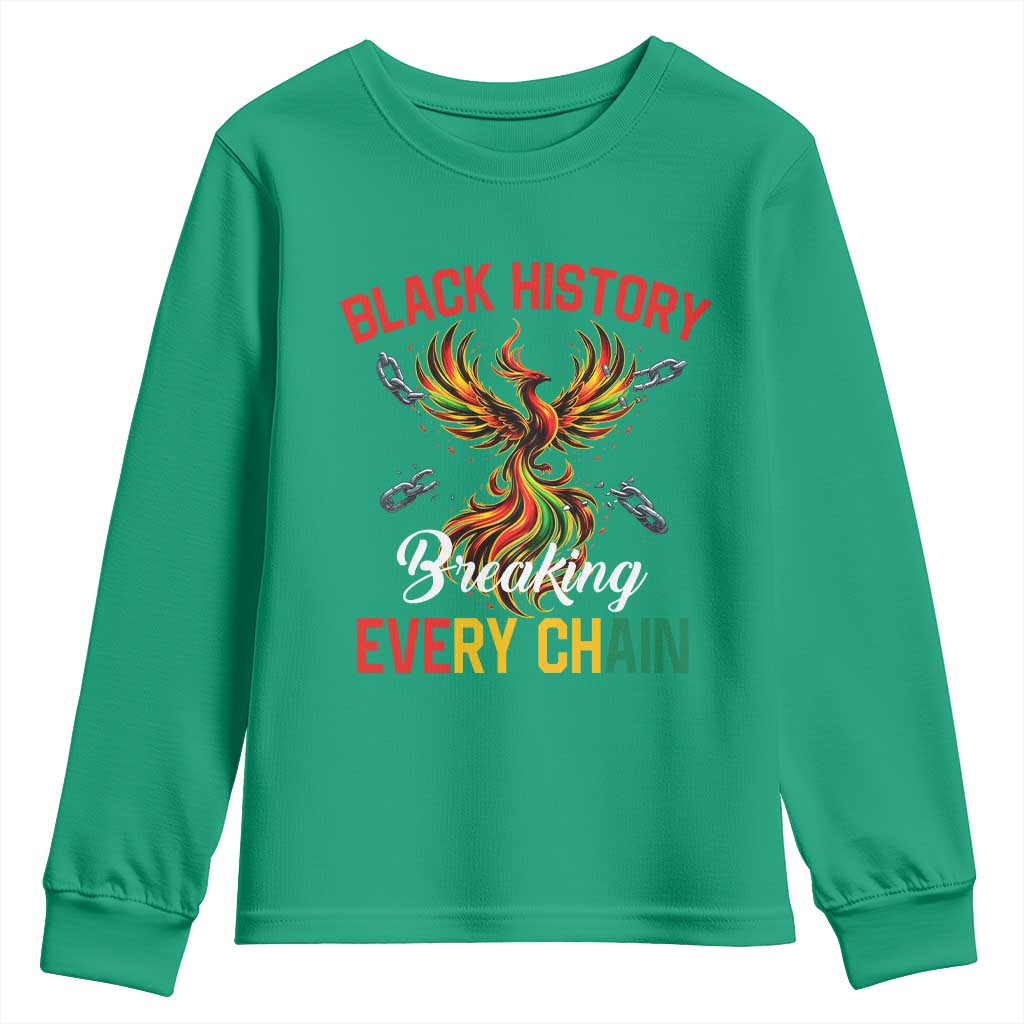 Phoenix Rising Breaking Every Chain Youth Sweatshirt Black History Month Freedom Gift - Wonder Print Shop