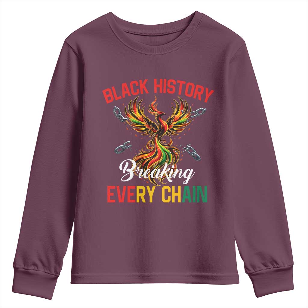 Phoenix Rising Breaking Every Chain Youth Sweatshirt Black History Month Freedom Gift - Wonder Print Shop