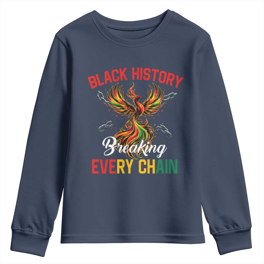 Phoenix Rising Breaking Every Chain Youth Sweatshirt Black History Month Freedom Gift - Wonder Print Shop