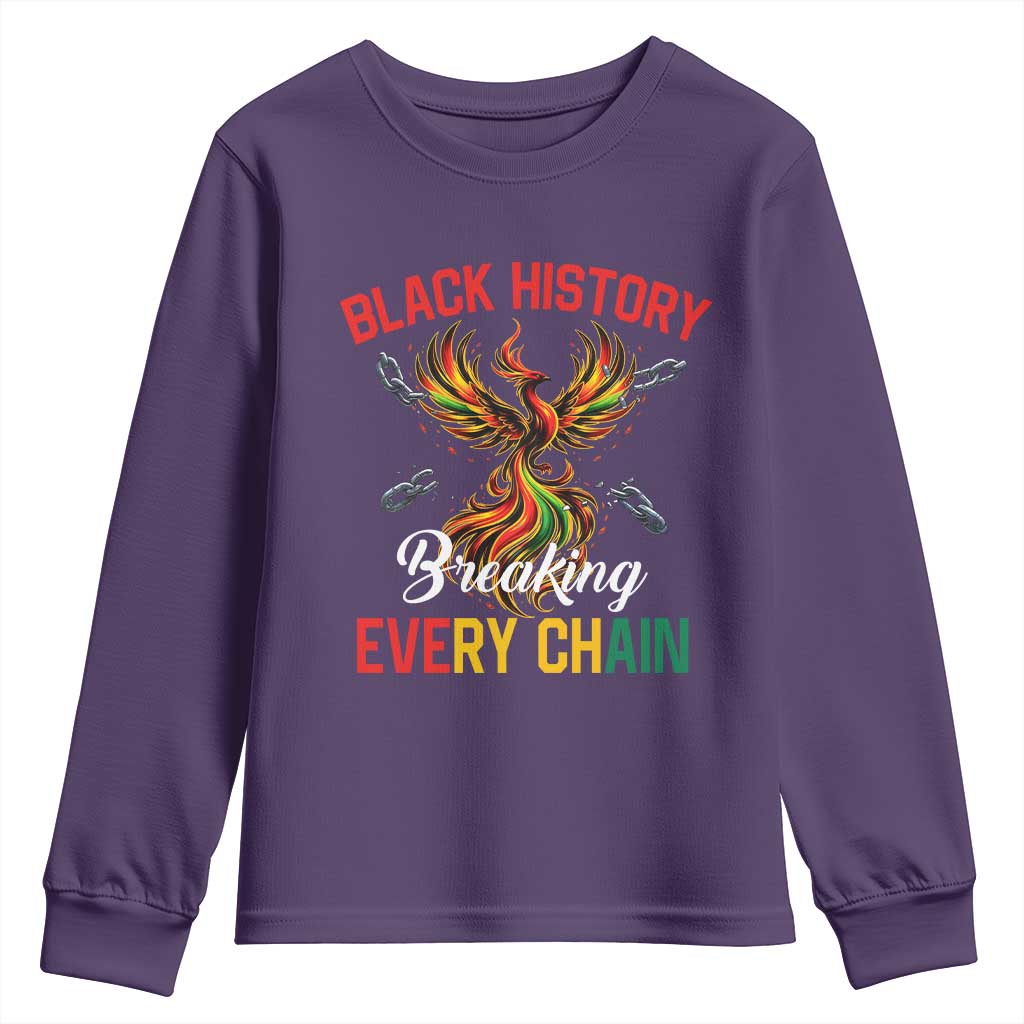 Phoenix Rising Breaking Every Chain Youth Sweatshirt Black History Month Freedom Gift - Wonder Print Shop