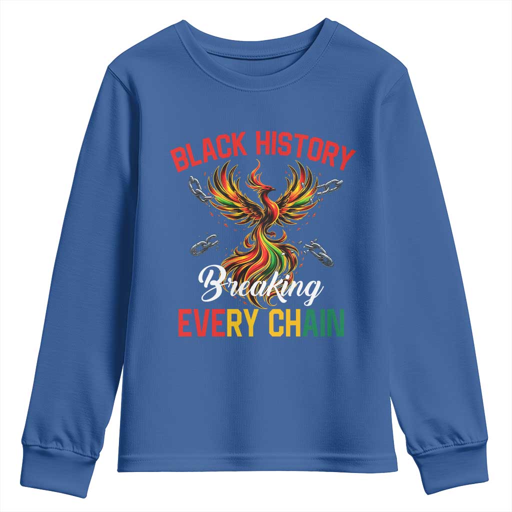 Phoenix Rising Breaking Every Chain Youth Sweatshirt Black History Month Freedom Gift - Wonder Print Shop