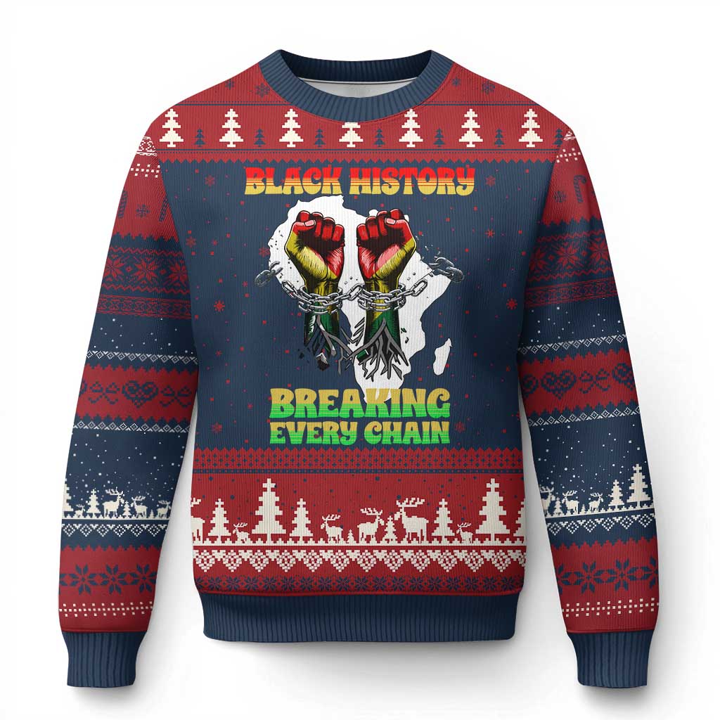 African American Civil Rights Gift Ugly Christmas Sweater Breaking Every Chain - Wonder Print Shop