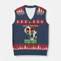 African American Civil Rights Gift V-Neck Knit Sweater Vest Breaking Every Chain - Wonder Print Shop