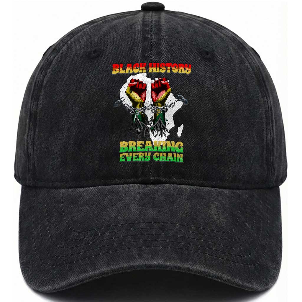 African American Civil Rights Gift Washed Cotton Baseball Cap Breaking Every Chain