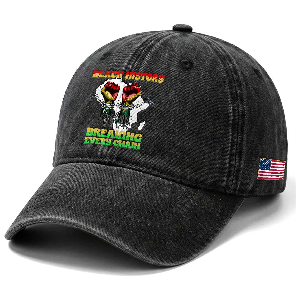 African American Civil Rights Gift Washed Cotton Baseball Cap Breaking Every Chain
