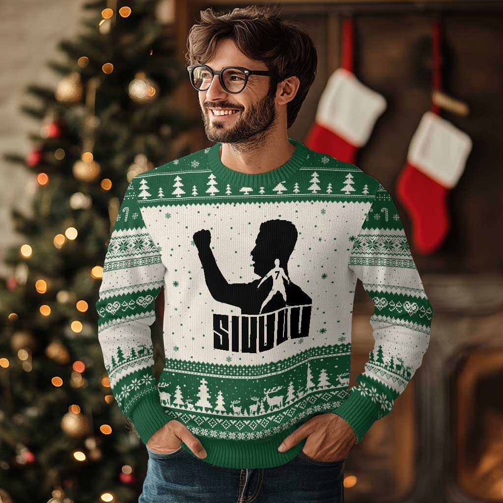 Siuuuu Number Seven Soccer Celebration Ugly Christmas Sweater Funny Sport Lovers Gift