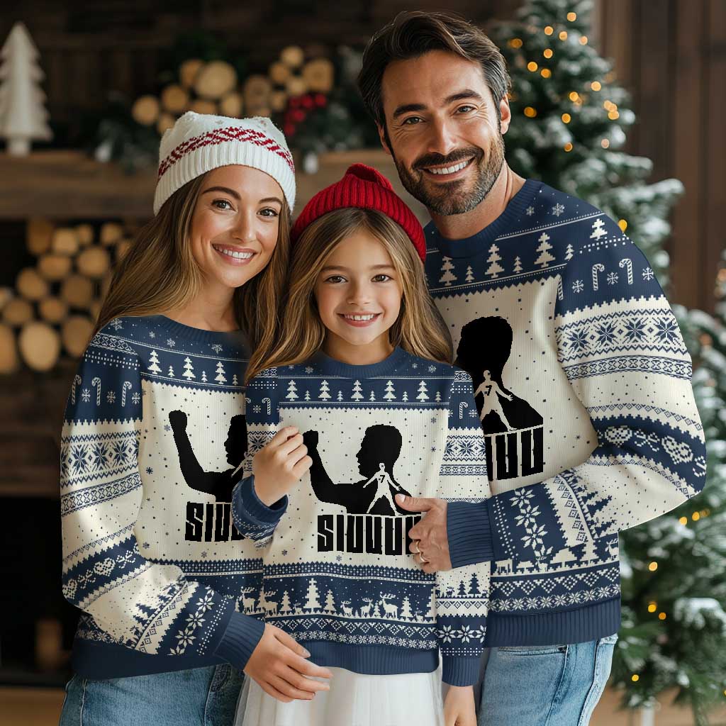 Siuuuu Number Seven Soccer Celebration Ugly Christmas Sweater Funny Sport Lovers Gift