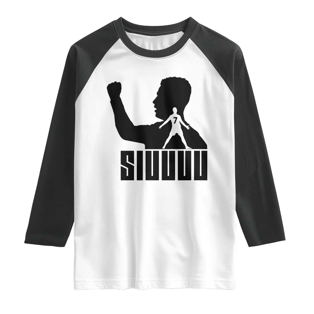 Siuuuu Number Seven Soccer Celebration Raglan Shirt Funny Sport Lovers Gift