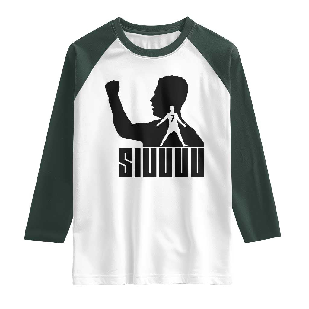 Siuuuu Number Seven Soccer Celebration Raglan Shirt Funny Sport Lovers Gift