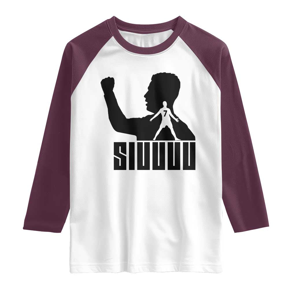 Siuuuu Number Seven Soccer Celebration Raglan Shirt Funny Sport Lovers Gift