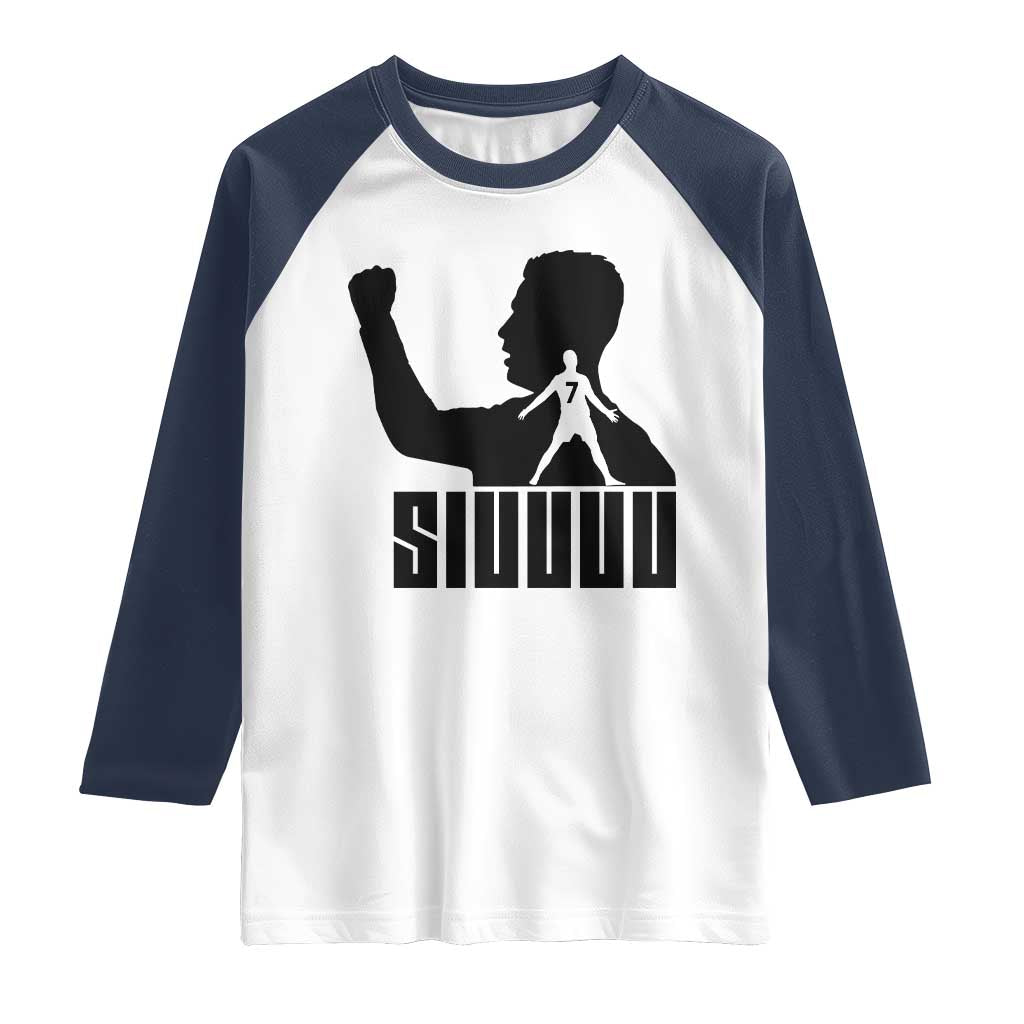 Siuuuu Number Seven Soccer Celebration Raglan Shirt Funny Sport Lovers Gift