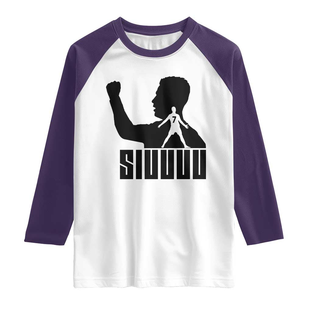 Siuuuu Number Seven Soccer Celebration Raglan Shirt Funny Sport Lovers Gift