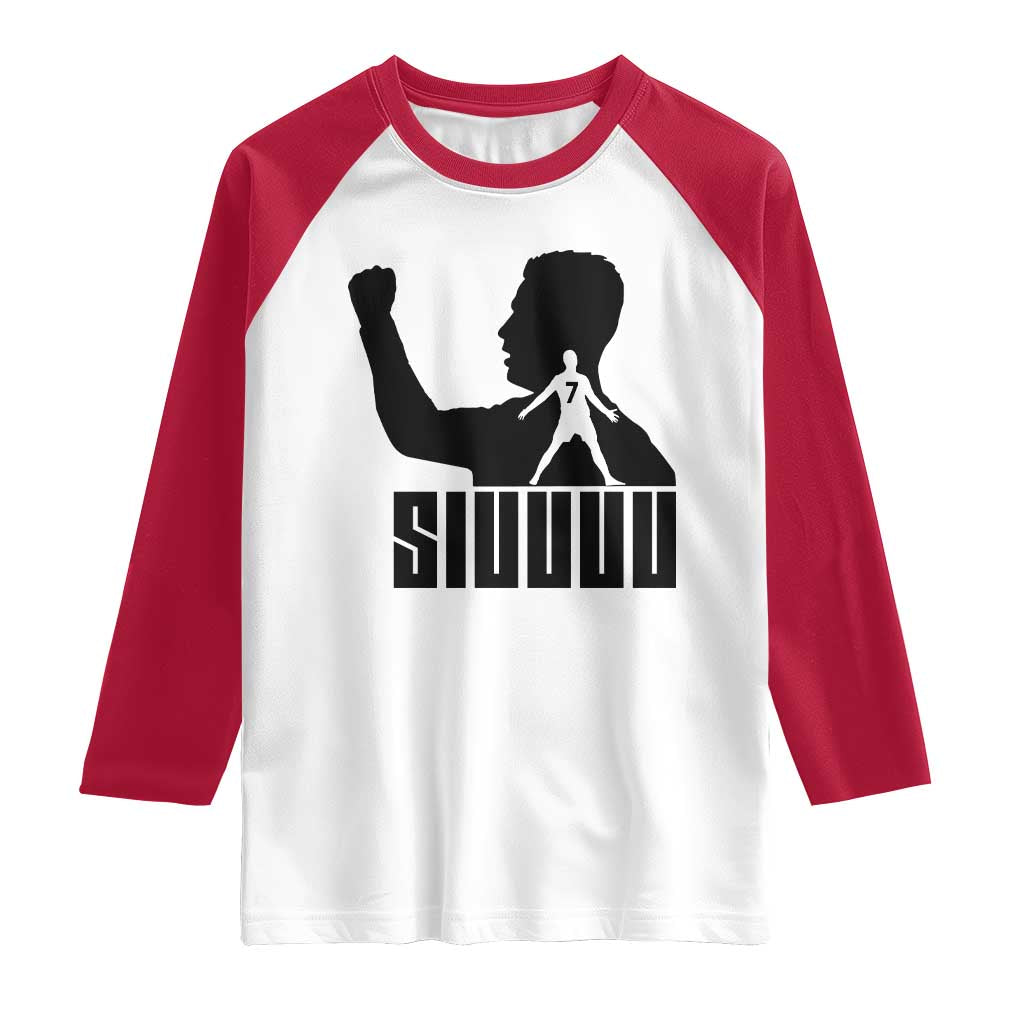 Siuuuu Number Seven Soccer Celebration Raglan Shirt Funny Sport Lovers Gift